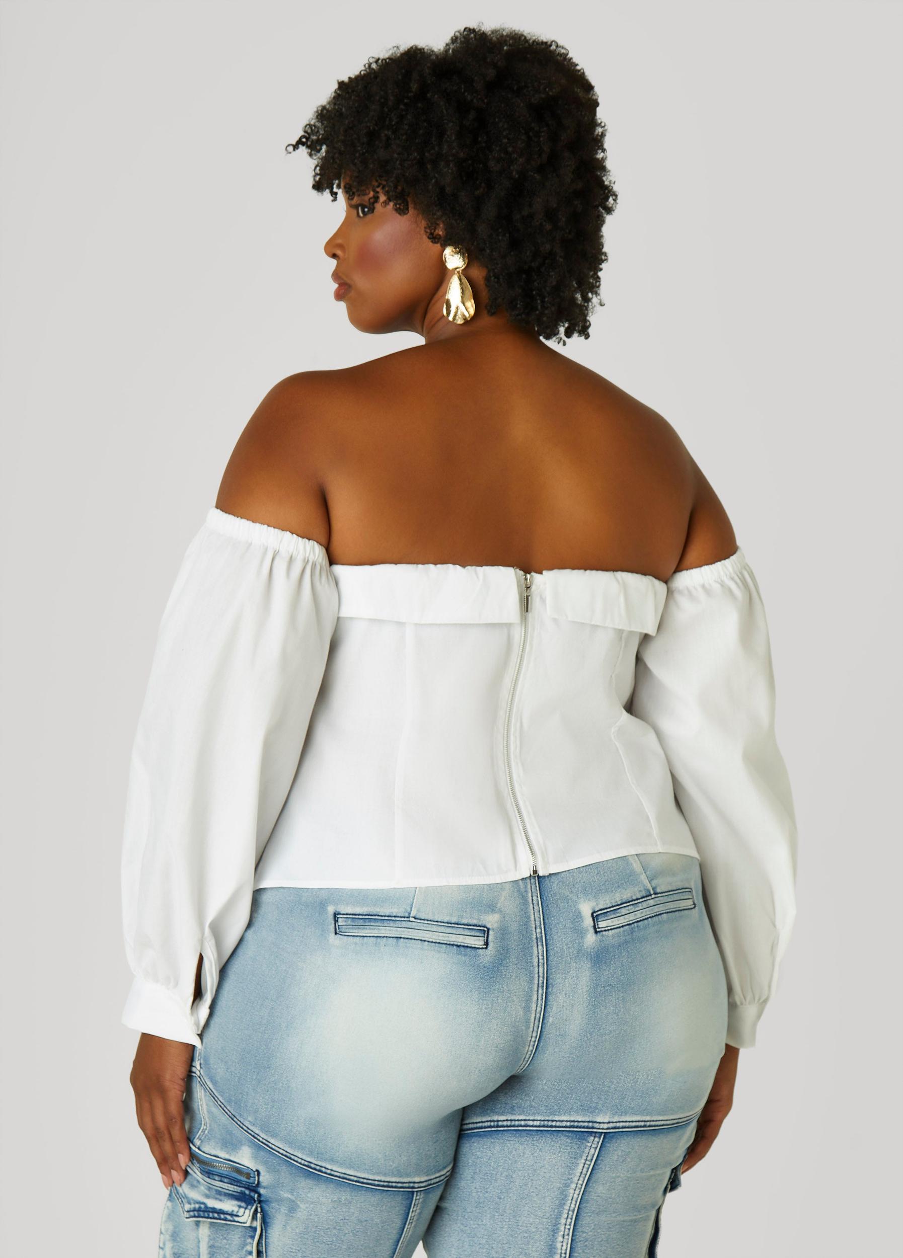 Off The Shoulder Tie Detailed Shirt Product Image