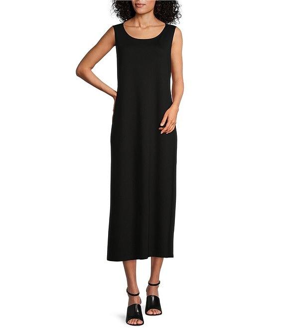Bryn Walker Piers Stretch Modal Ponte Round Neck Sleeveless Waistless Midi Dress Product Image