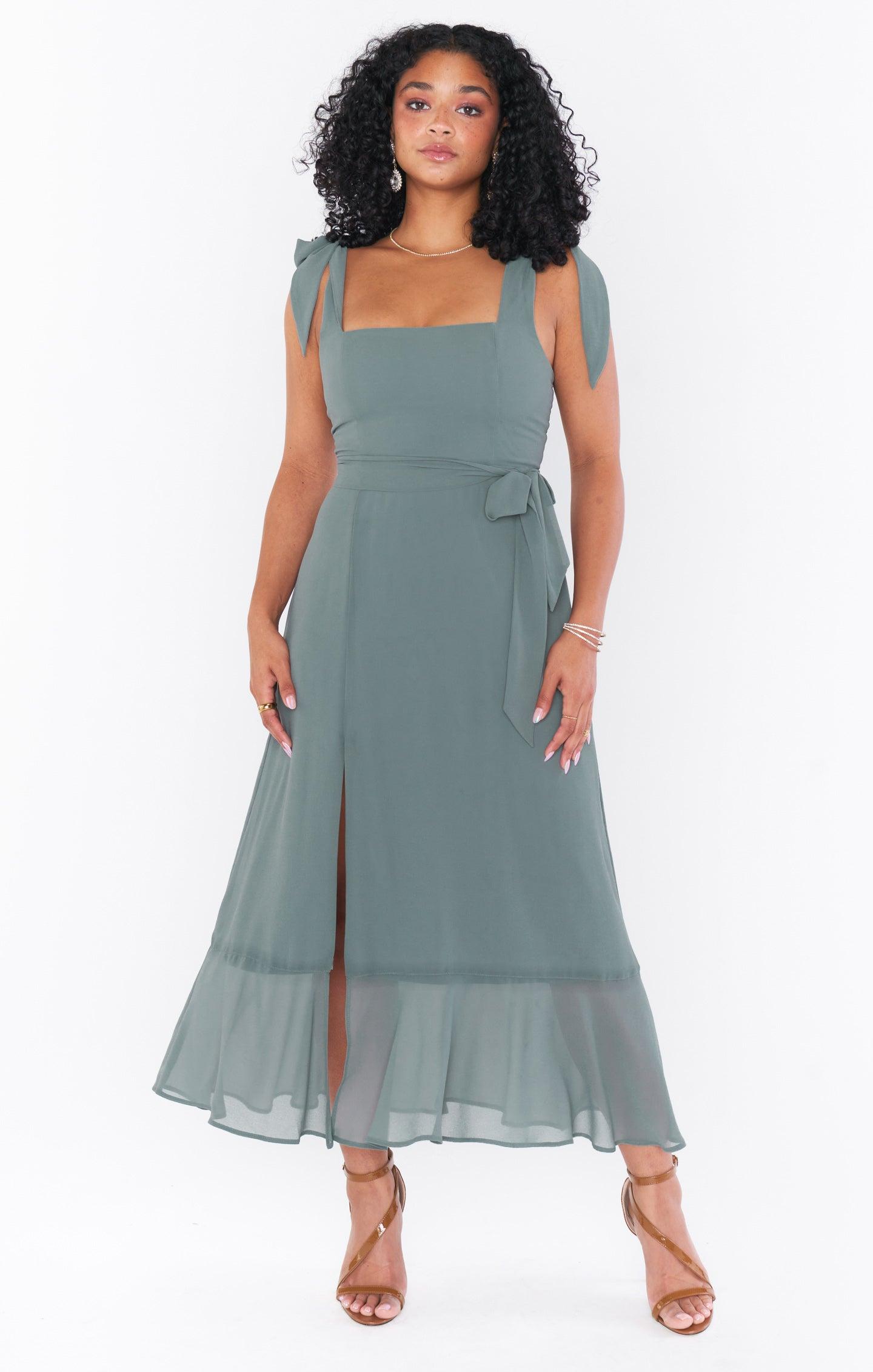 Claire Midi Dress ~ Deep Sage Chiffon Product Image