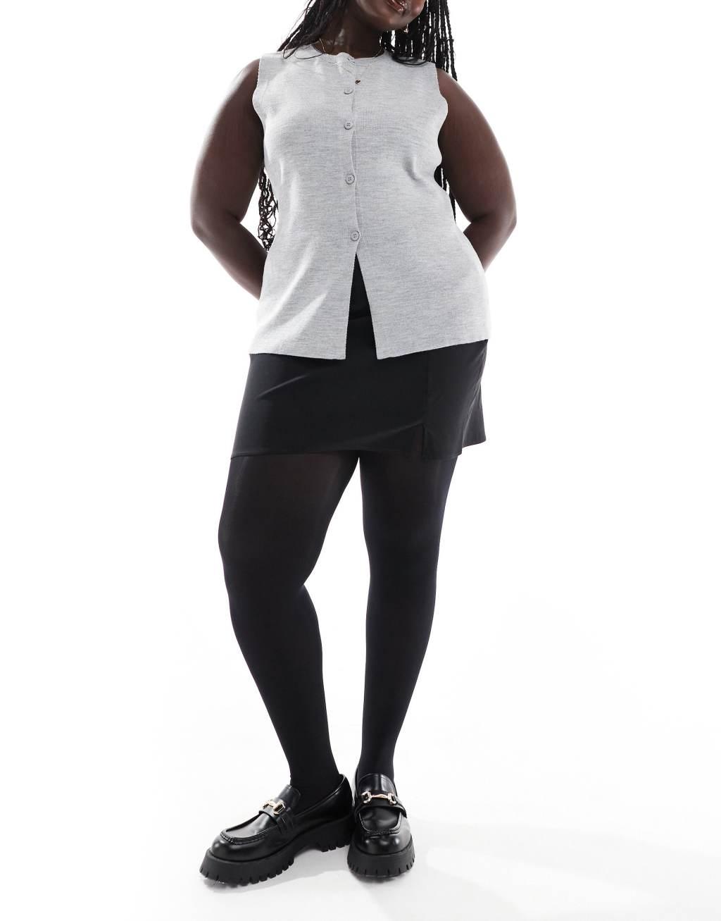 ASOS DESIGN Curve 2 pack 60 denier tights in super stretch fit in black Product Image