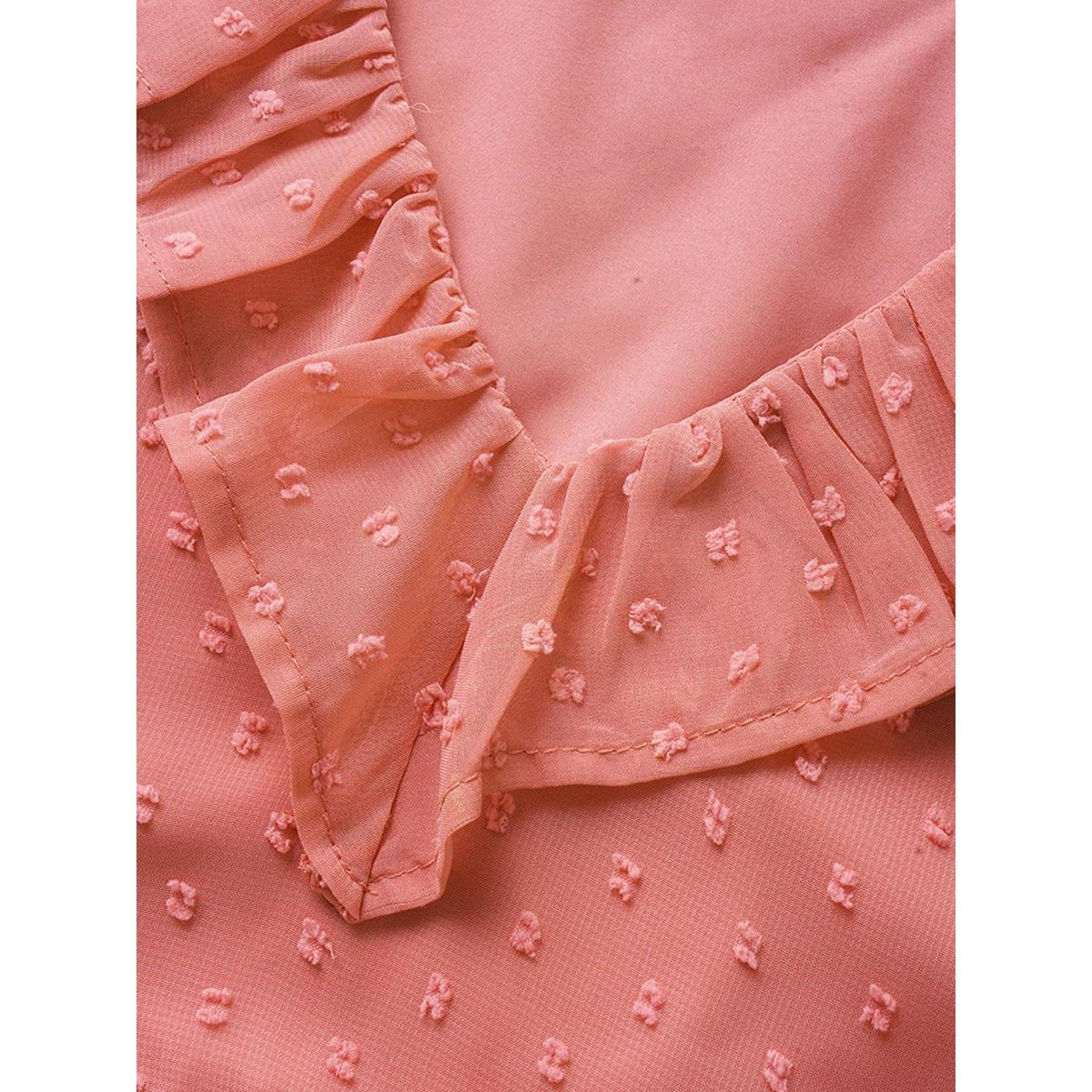 Plus Size Chiffon Plisse Ruffle Cap Sleeve Dress Watermelon Women Elegant Texture V-neck Cap Sleeve Curvy Midi Dress BloomChic 28/5X Product Image