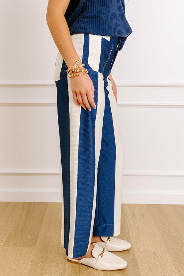 The Kendal High Waist Stripe Pants in Royal Blue Product Image