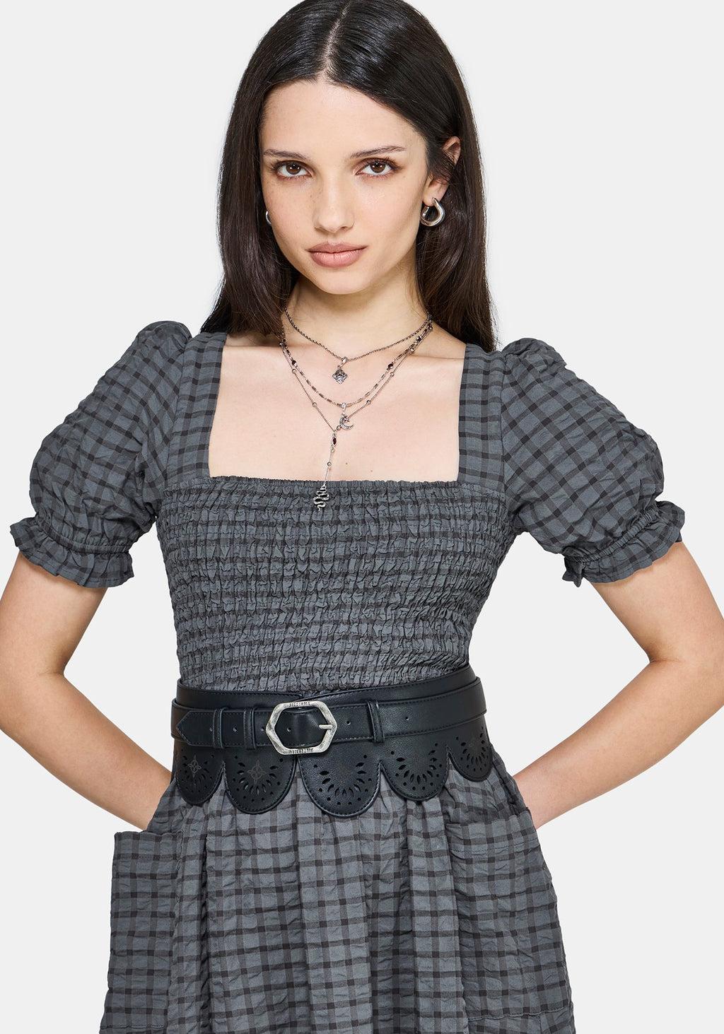 Nimira Check Handkerchief Hem Midi Dress Product Image