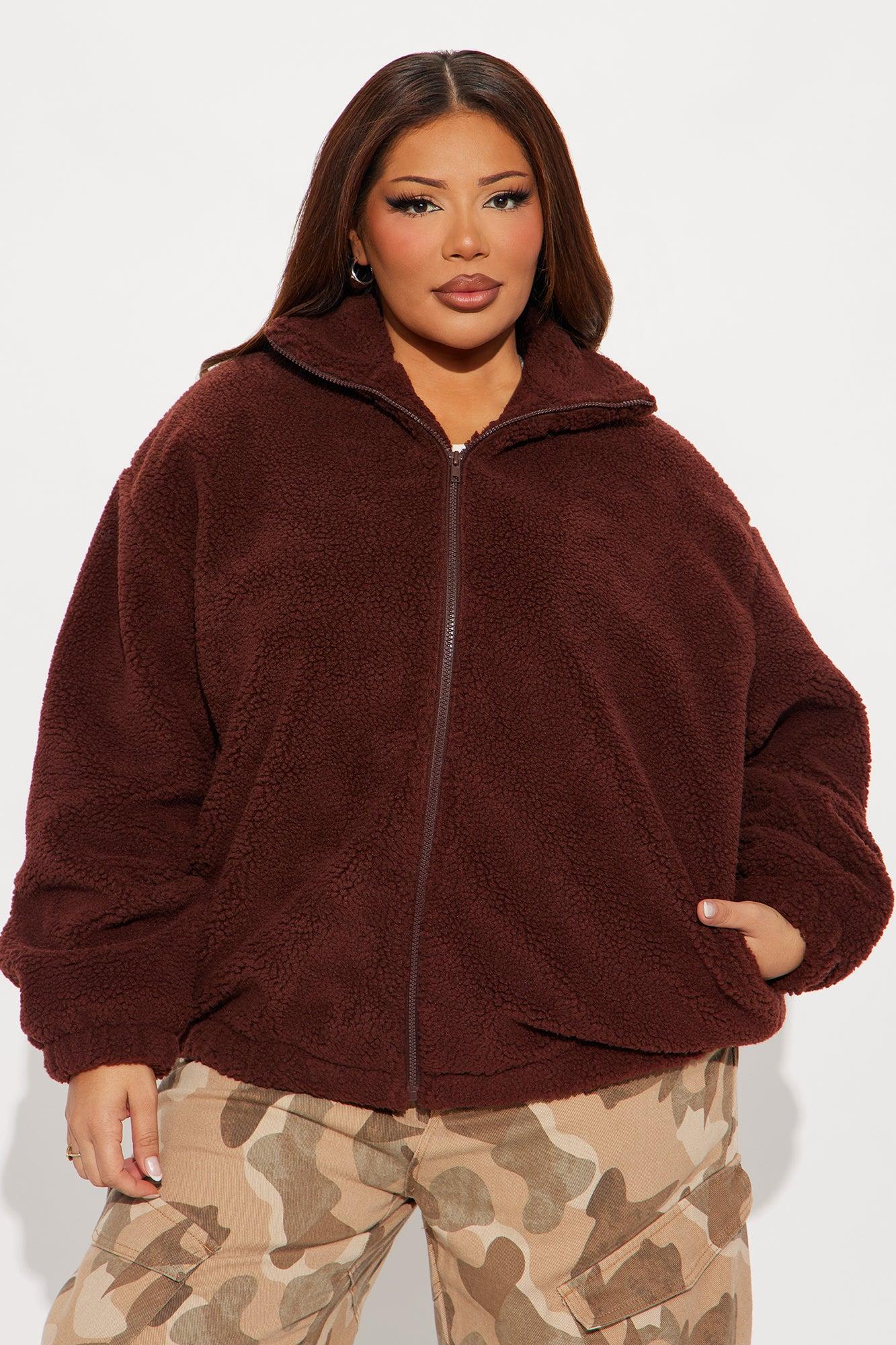Cozy In New York Sherpa Jacket - Brown/combo Female Product Image