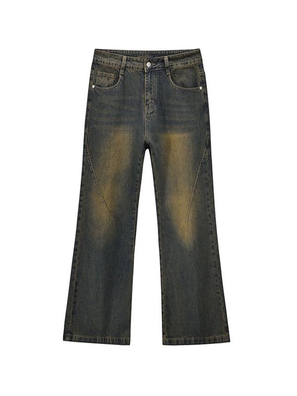 Men's Vintage Distressed Splice Loose Jeans Product Image