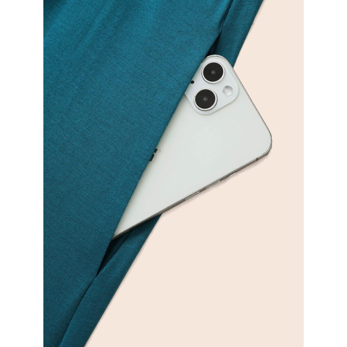 Plus Size Solid Tie Knot Pleated Cap Sleeve Dress Aegean Women Elegant Tie knot V-neck Cap Sleeve Curvy BloomChic 14-16/1X Product Image