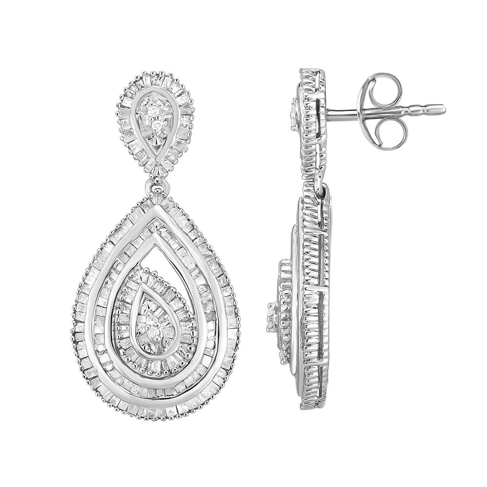 1 Carat T.W. Diamond Teardrop Earrings, Women's, Sterling Product Image