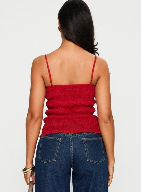 Money Maker Ruched Cami Top Red Product Image