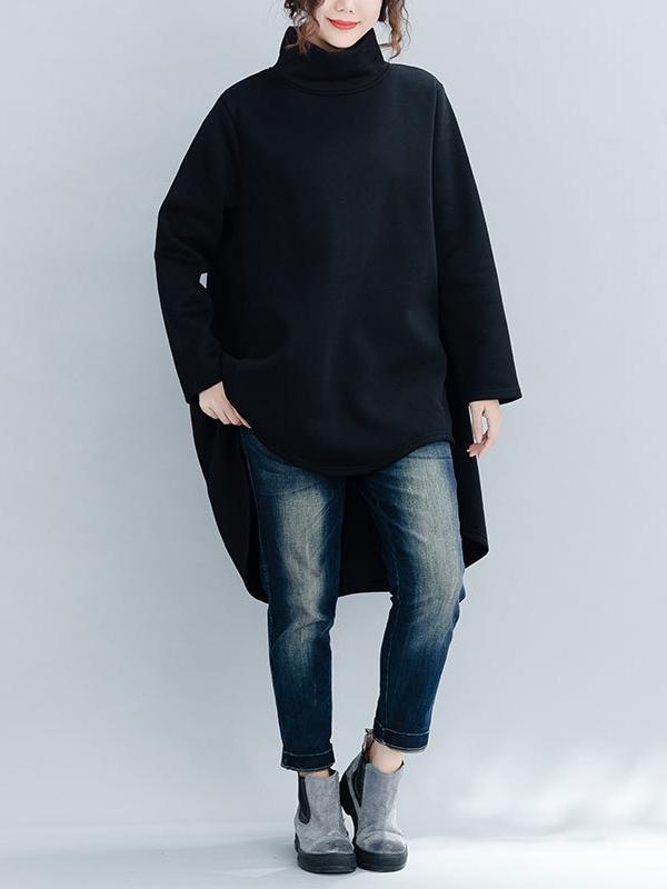 Loose Turtleneck Cropped Sweatshirt Product Image