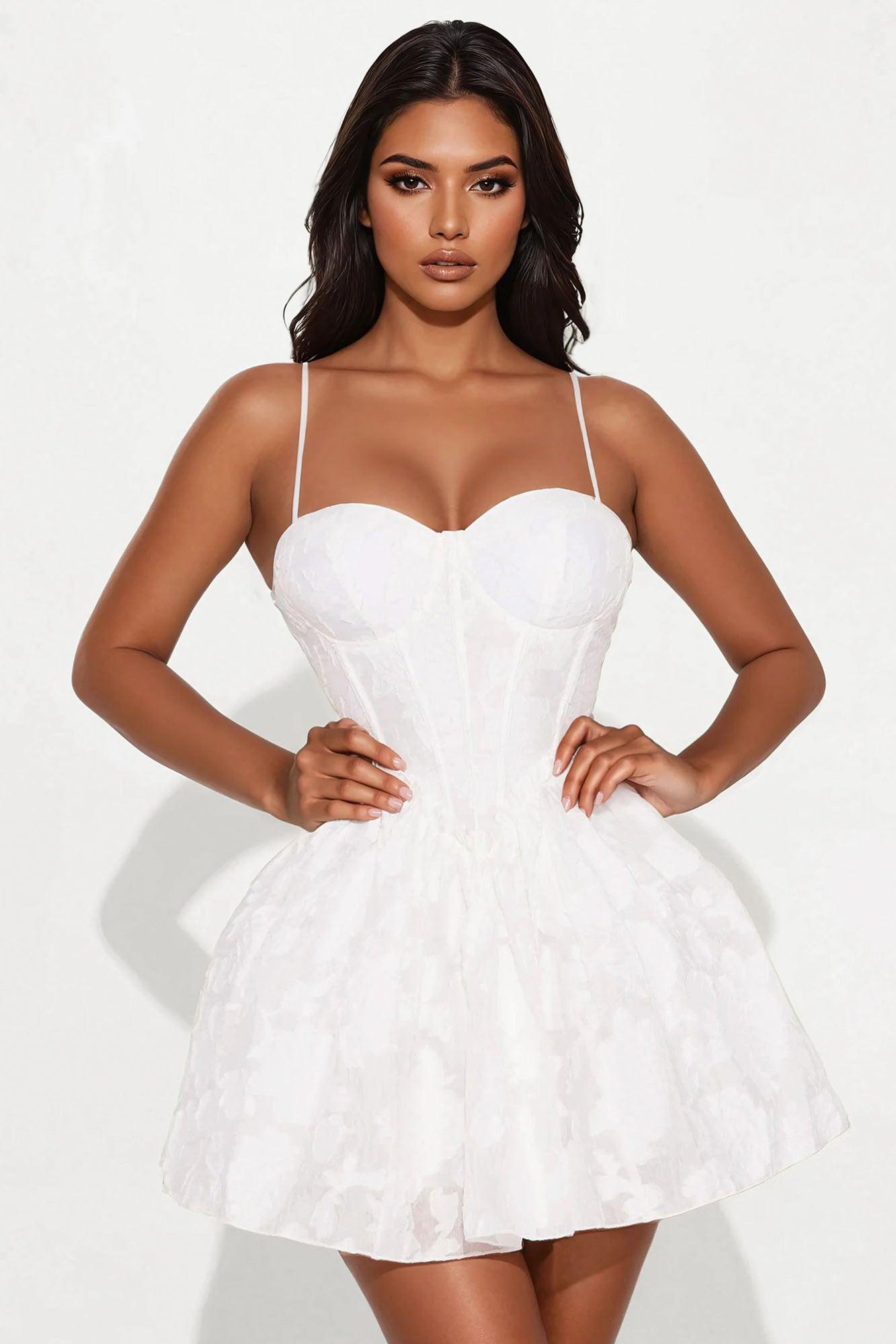 Blissful Moments Jacquard Mini Dress - White Product Image