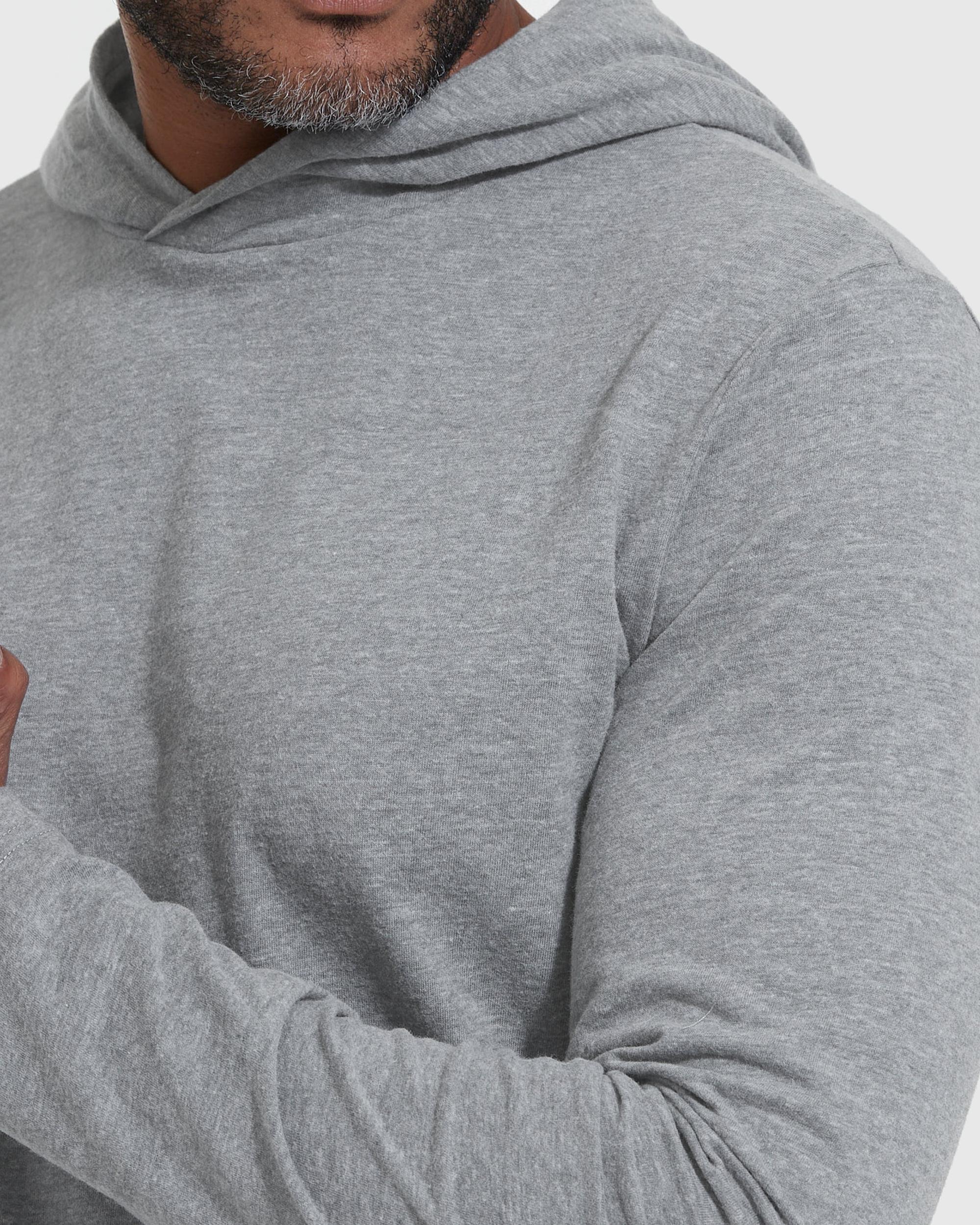 Heather Gray Hooded Long Sleeve T-Shirt Product Image