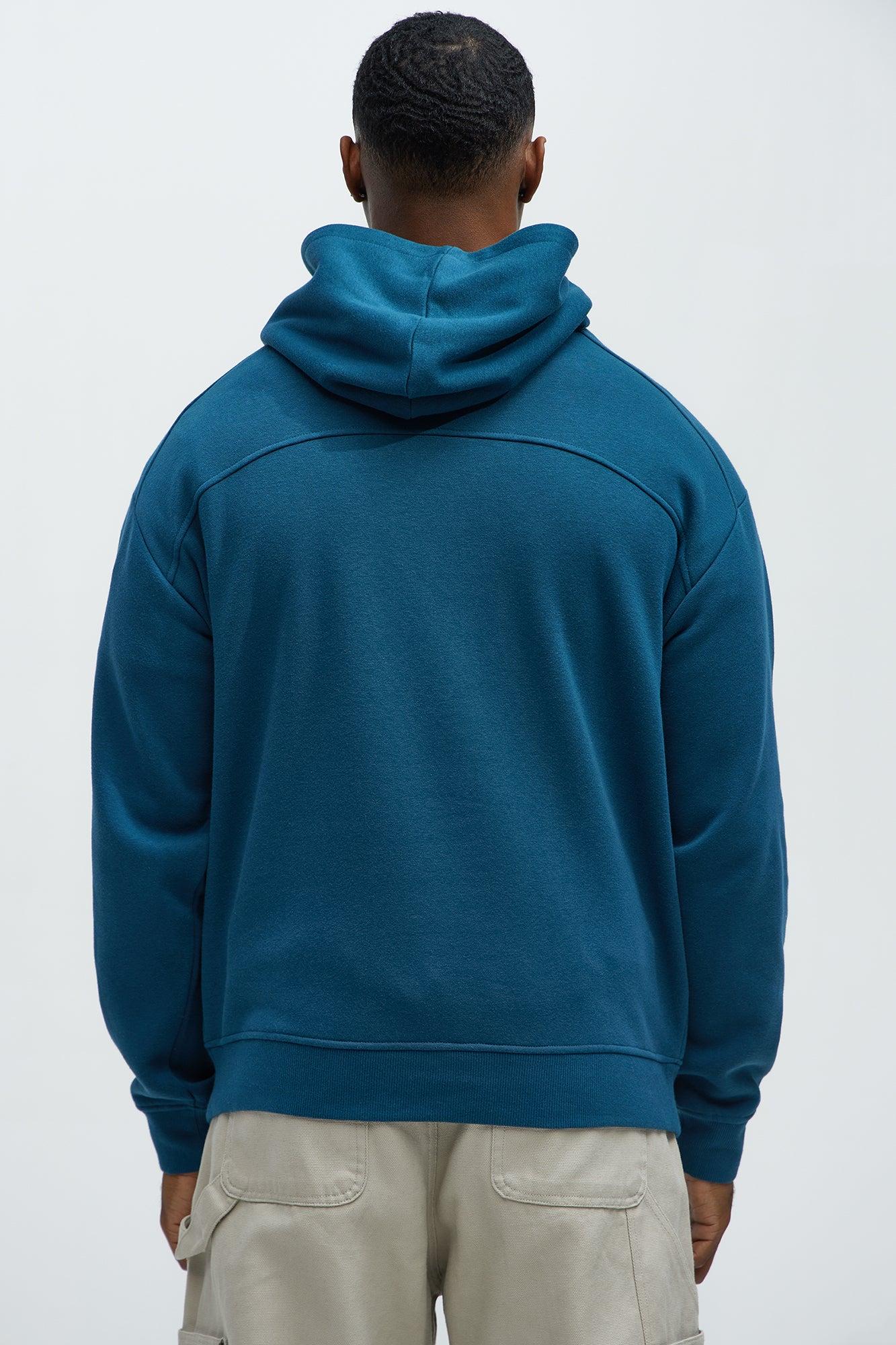 Palmer Asymmetrical Pullover Hoodie - Blue Product Image