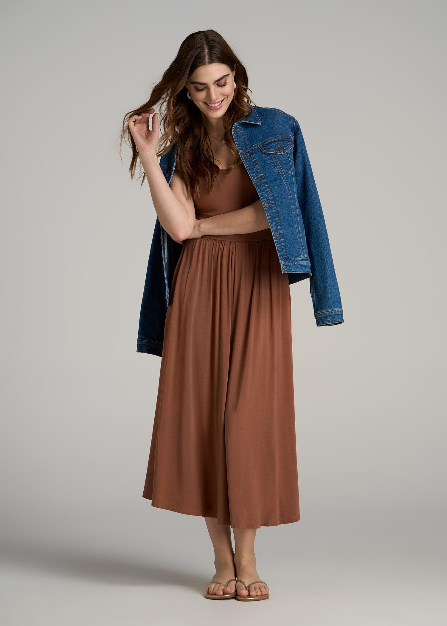 Jersey Tank Dress with Pockets for Tall Women in Clay Brown Female Product Image