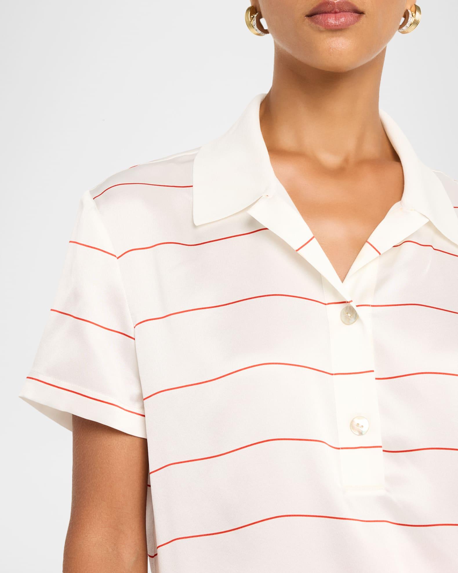 Stripe Knit Collar Polo Shirt Product Image