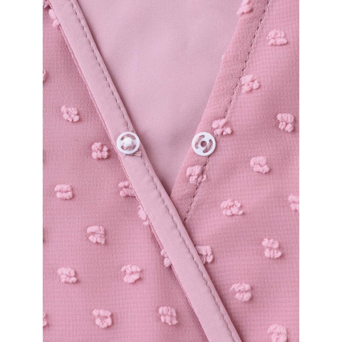 Plus Size Textured Ruffled Trim Surplice Midi Dress Watermelon Women Overlap Collar Half Sleeve Curvy BloomChic 14-16/1X Product Image