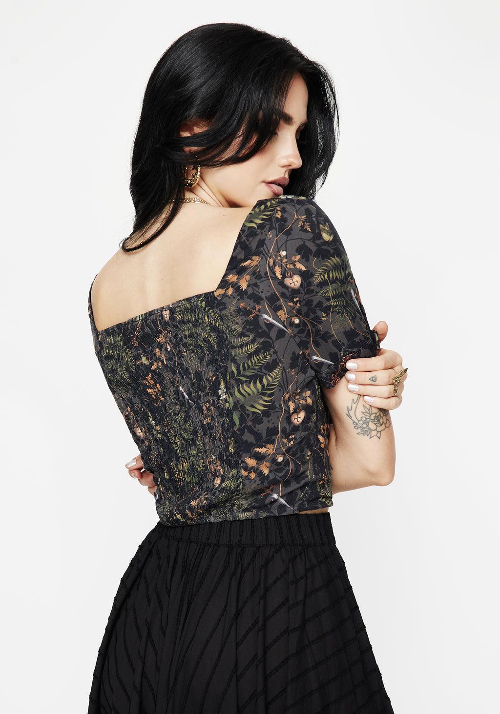 Wither Fern Print Button Up Top Product Image