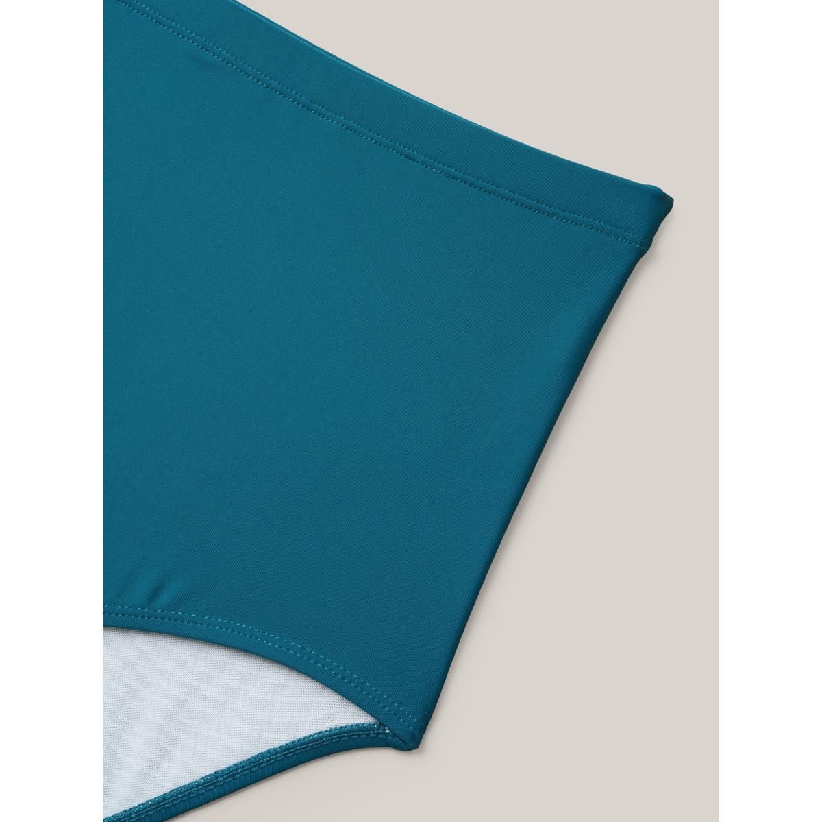 Plus Size Curvy Hem Fit Flare Swim Dress Women's Swimwear Teal Resort Bodycon Heart neckline High stretch Curve Swim Dresses BloomChic 28/5X Product Image