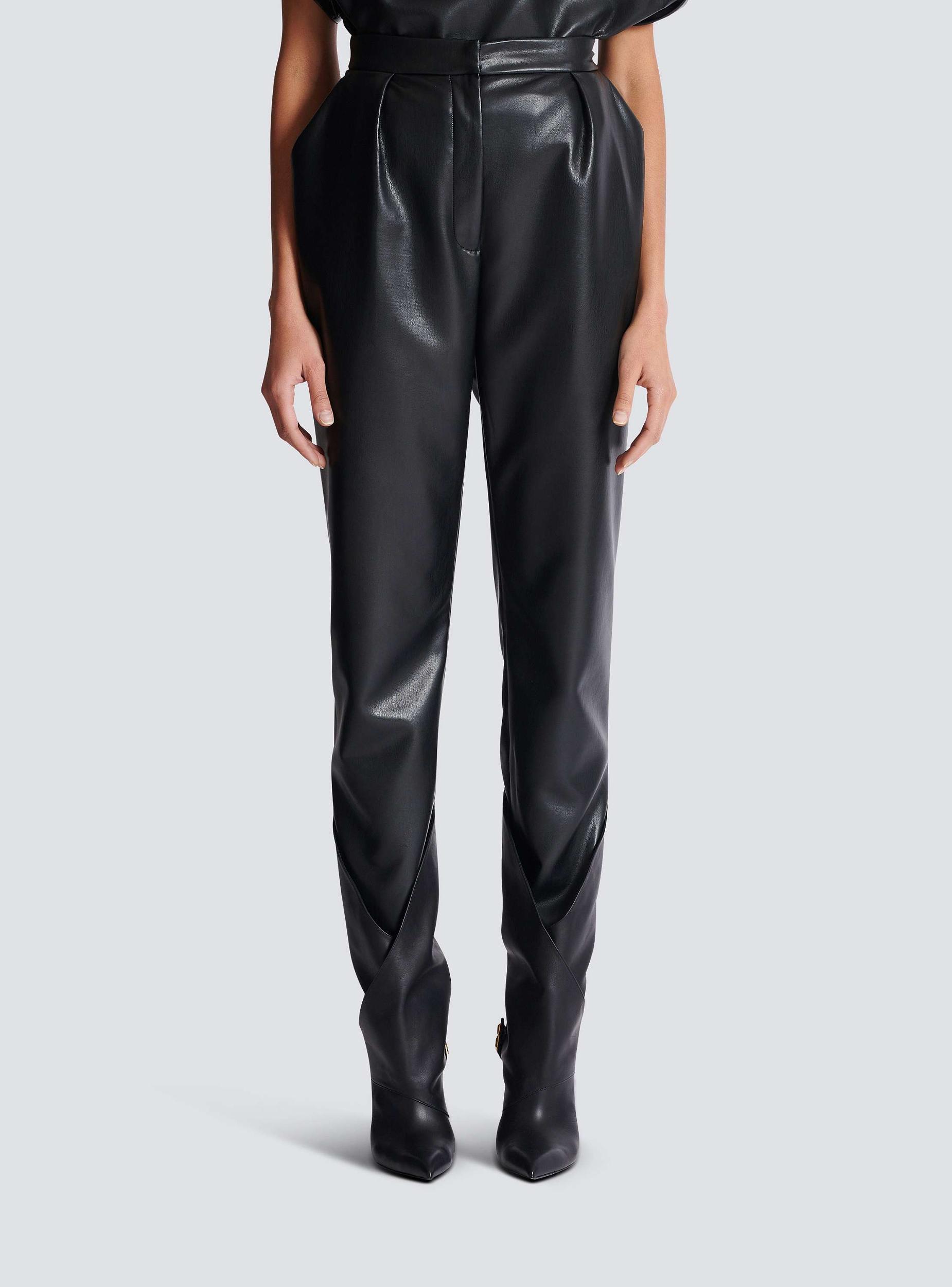 High-waisted faux leather trousers Product Image