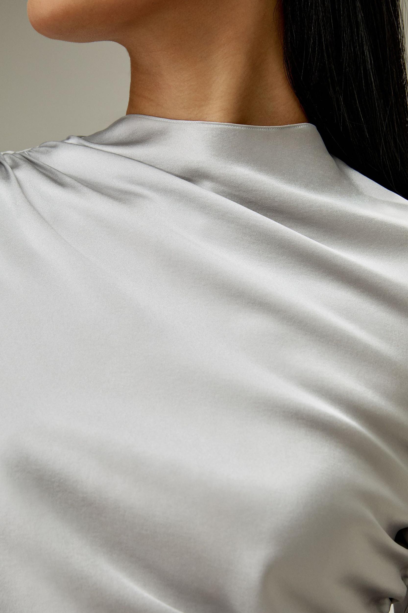 LILYSILK Silk Shirt Women - Silvergray Silk - Casual Asymmetrical Hem Shirt 6 Product Image