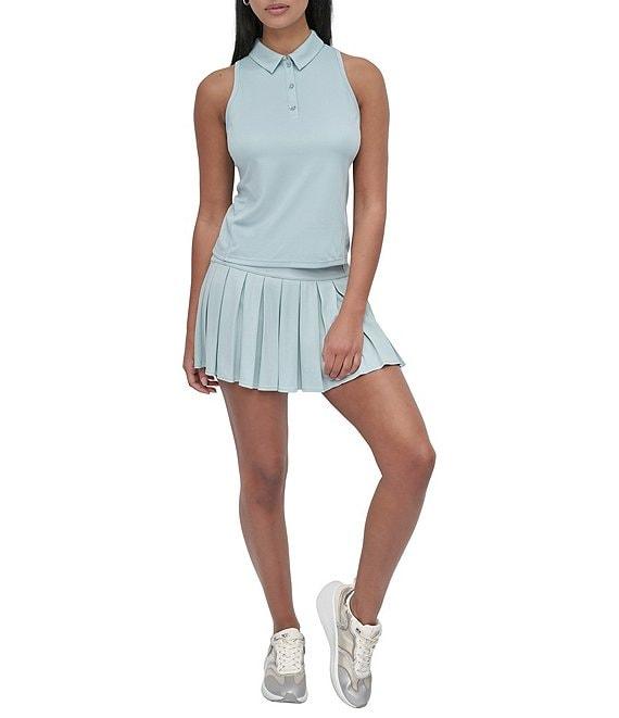 DKNY Sport by Donna Karan Court Pique Collared Neckline Sleeveless Racerback Polo Tank Product Image