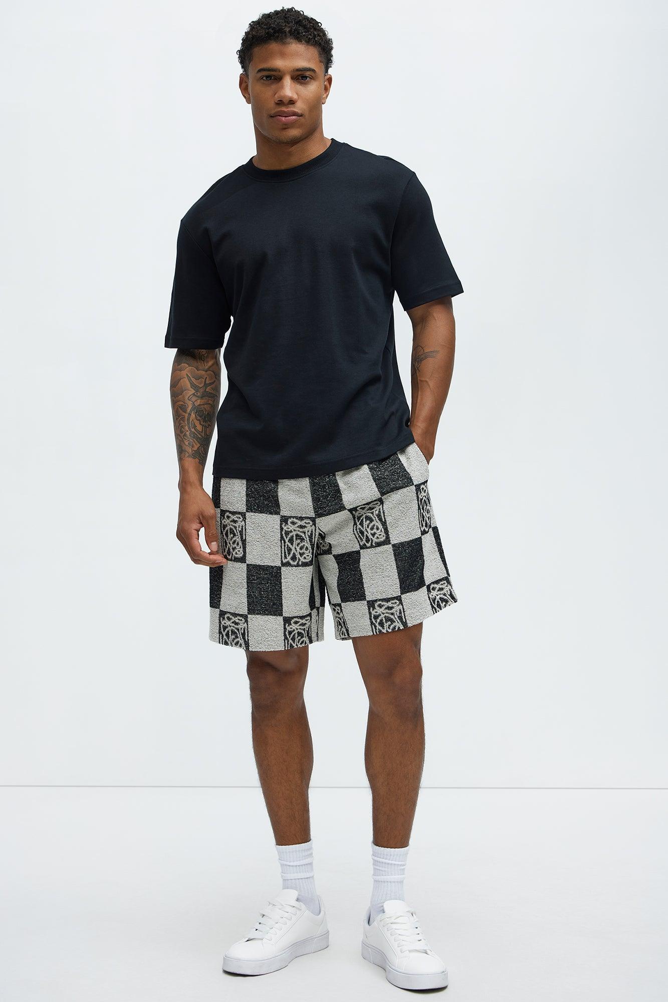 Checkered Relaxed Shorts - Black/combo Product Image
