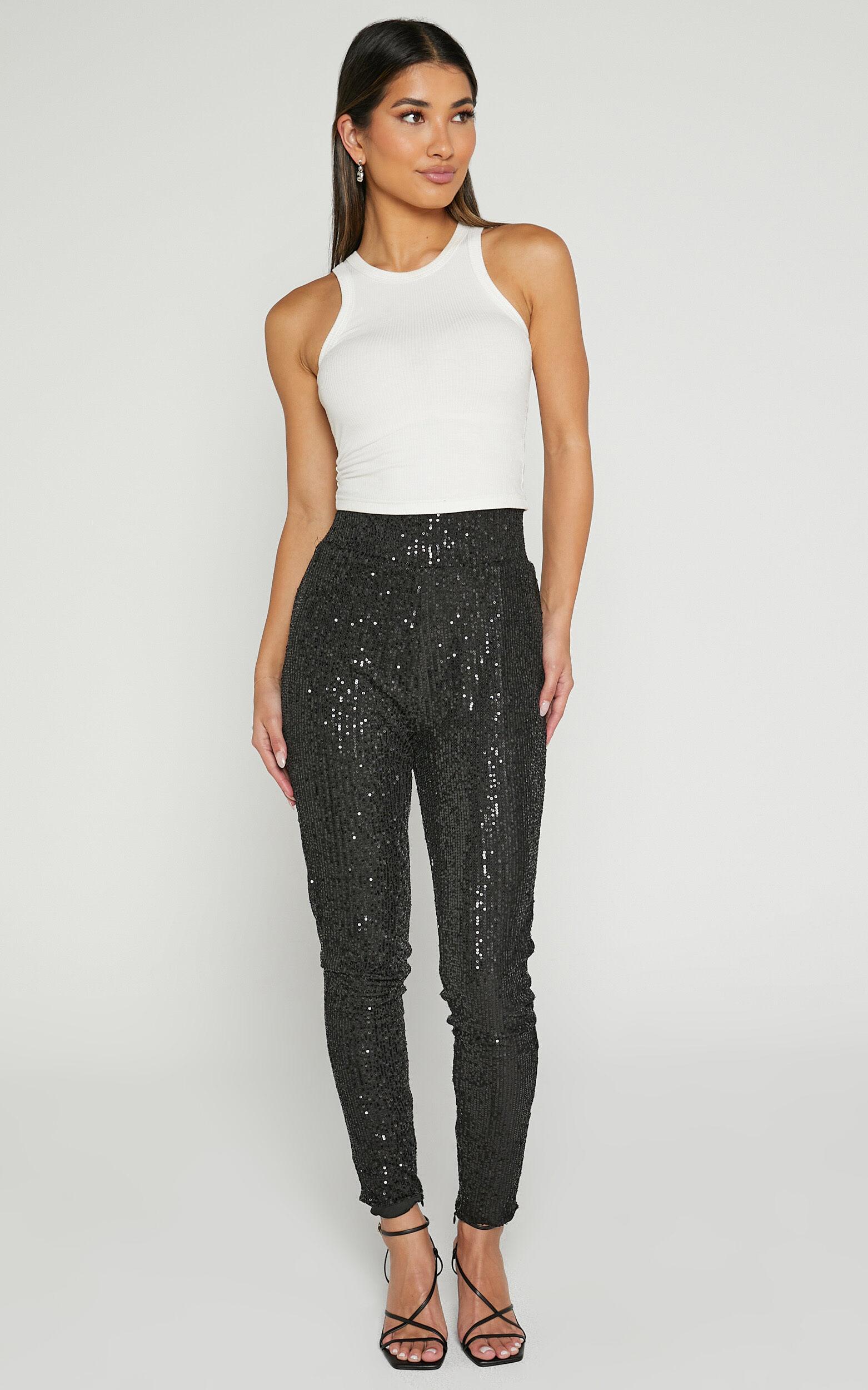 Corey Pants - Sequin Leggings in Black Product Image