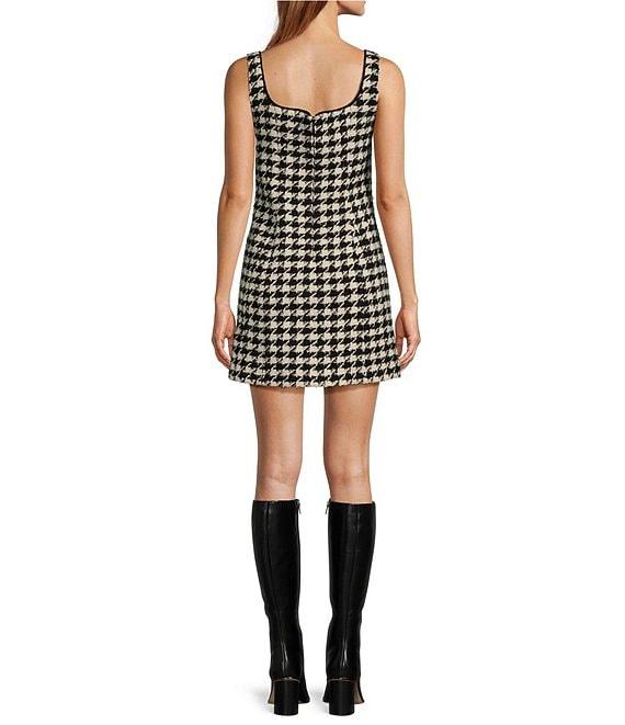 Antonio Melani Macy Wool Blend Houndstooth Square Neck Sleeveless Mini Sheath Dress Product Image