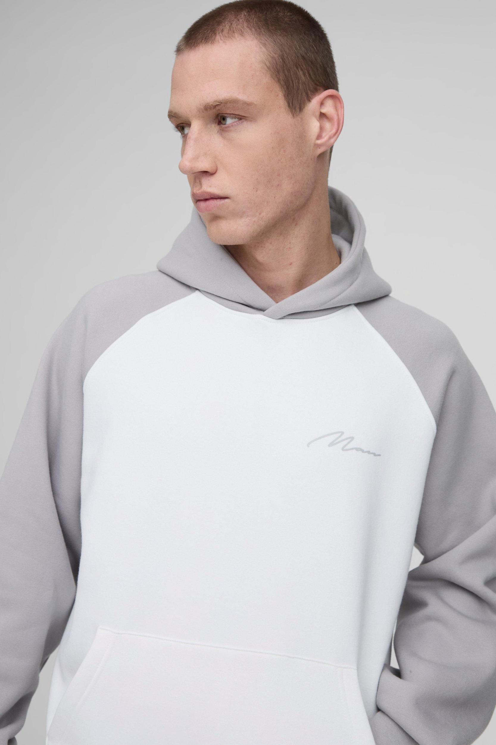 Oversized Raglan MAN Signature Hoodie | boohooMAN USA Product Image
