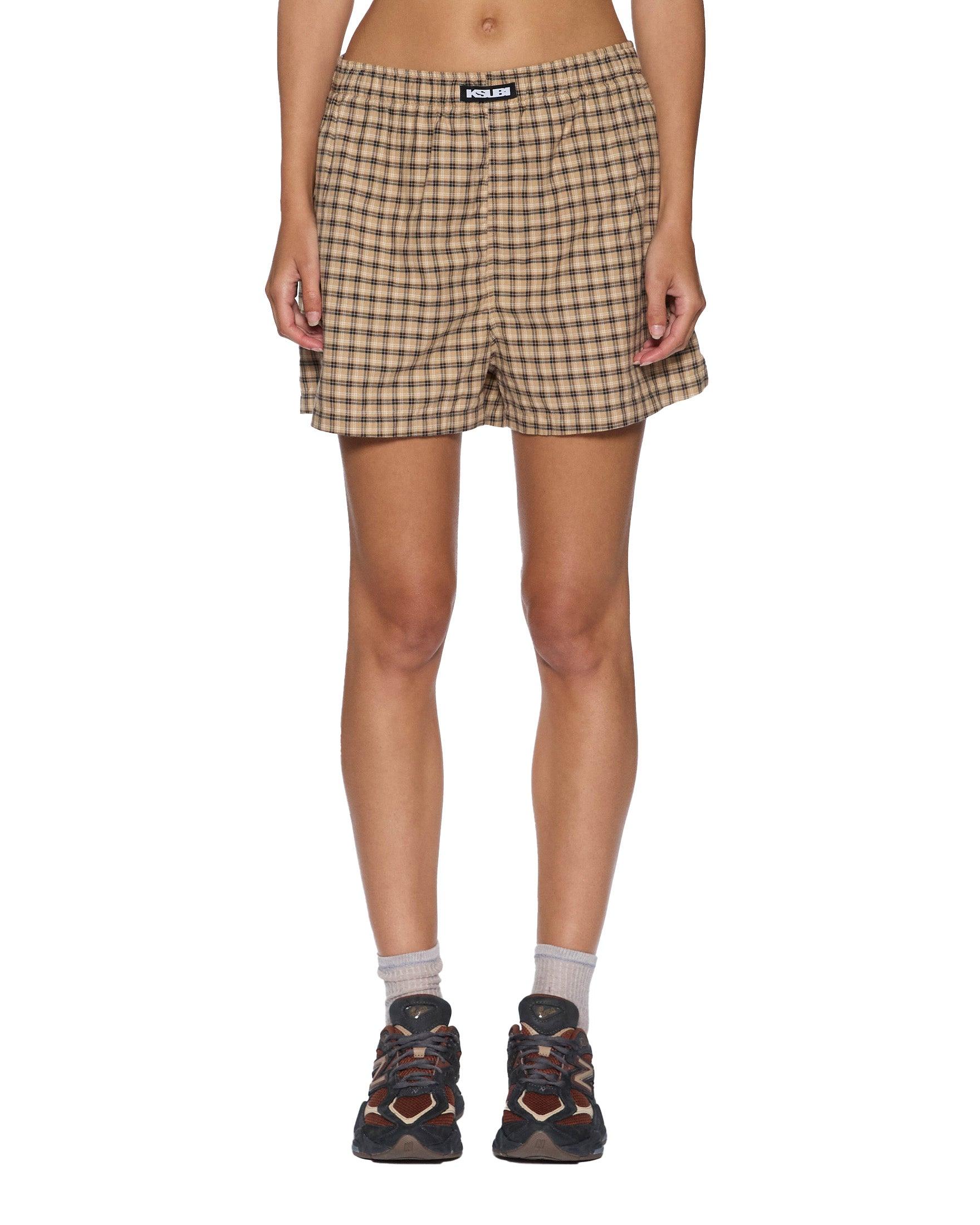 BOXER SHORTS TAN PLAID Female Product Image