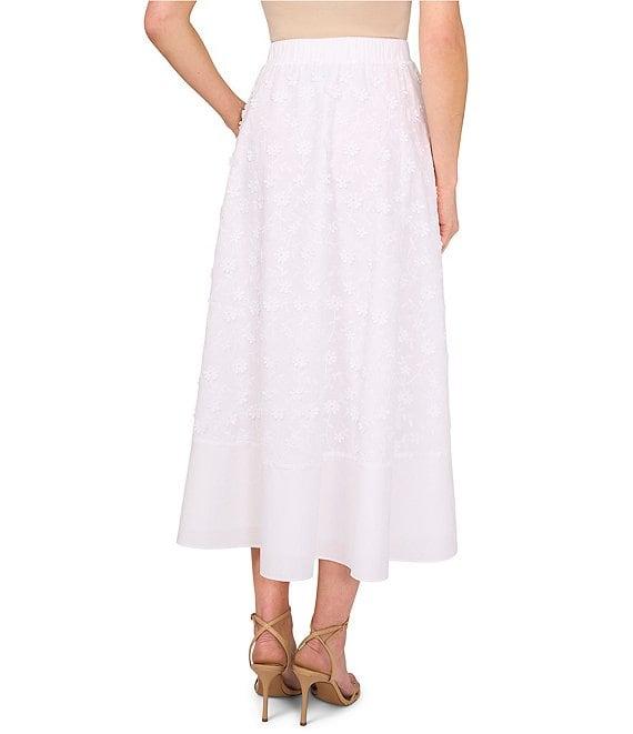 CeCe Floral Embroidered Midi A-Line Skirt Product Image