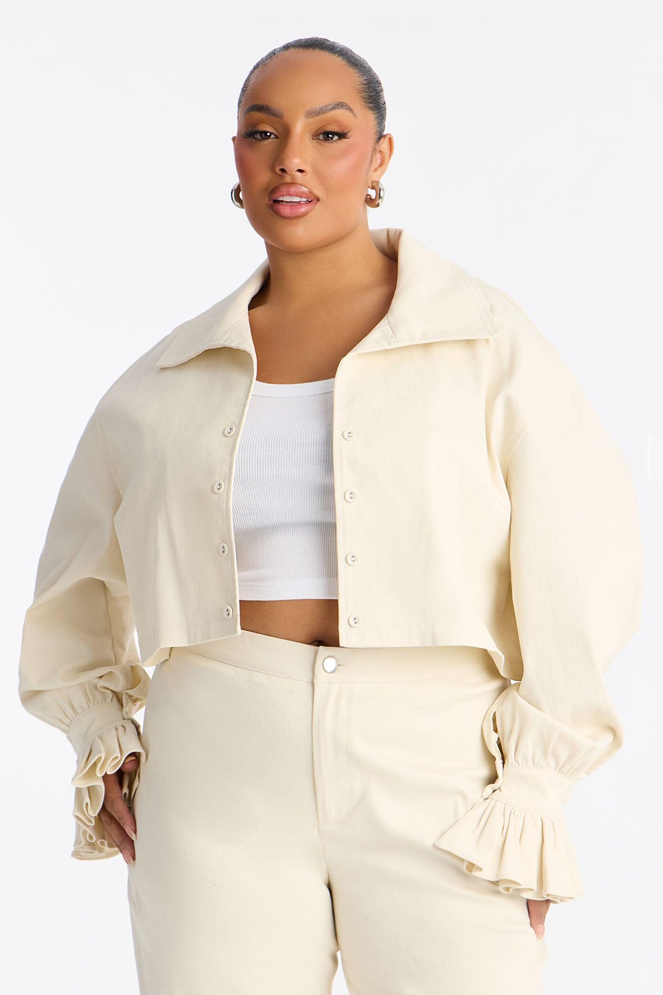 Mianna Twill Jacket Pant Set - Off White Female Product Image