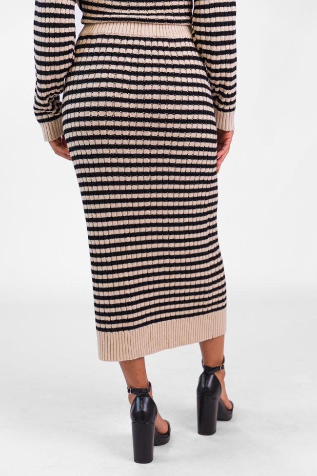 Believe In Me Cream and Black Striped Knit Skirt FINAL SALE Product Image