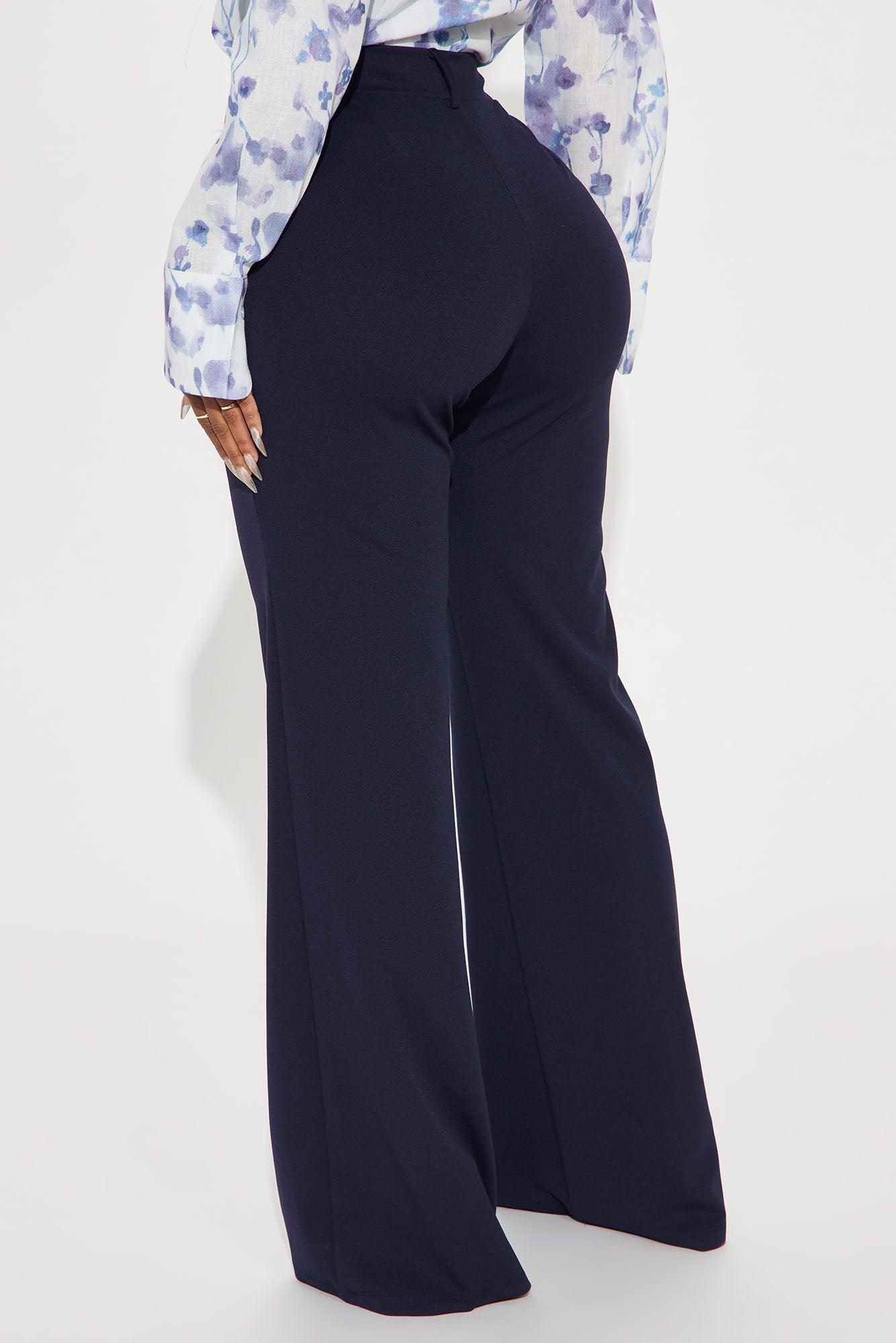 Heidi Wide Leg Trouser Pant - Navy Product Image