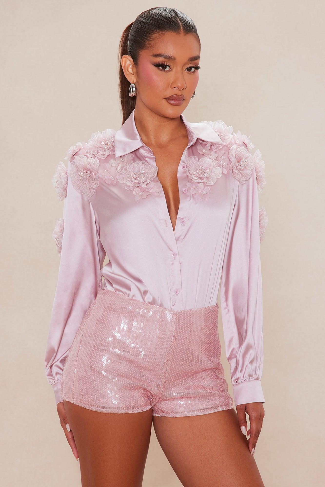 In Bloom Satin Bodysuit - Mauve Female Product Image
