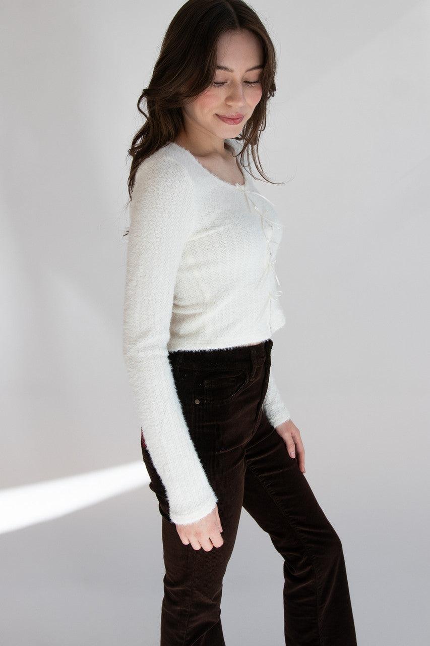 Bow Front Eyelash Cardigan Product Image