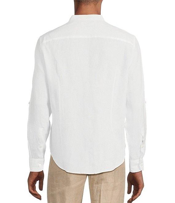 Murano Big & Tall Baird McNutt Linen Classic Fit Mandarin Collar Long Sleeve Woven Shirt Product Image