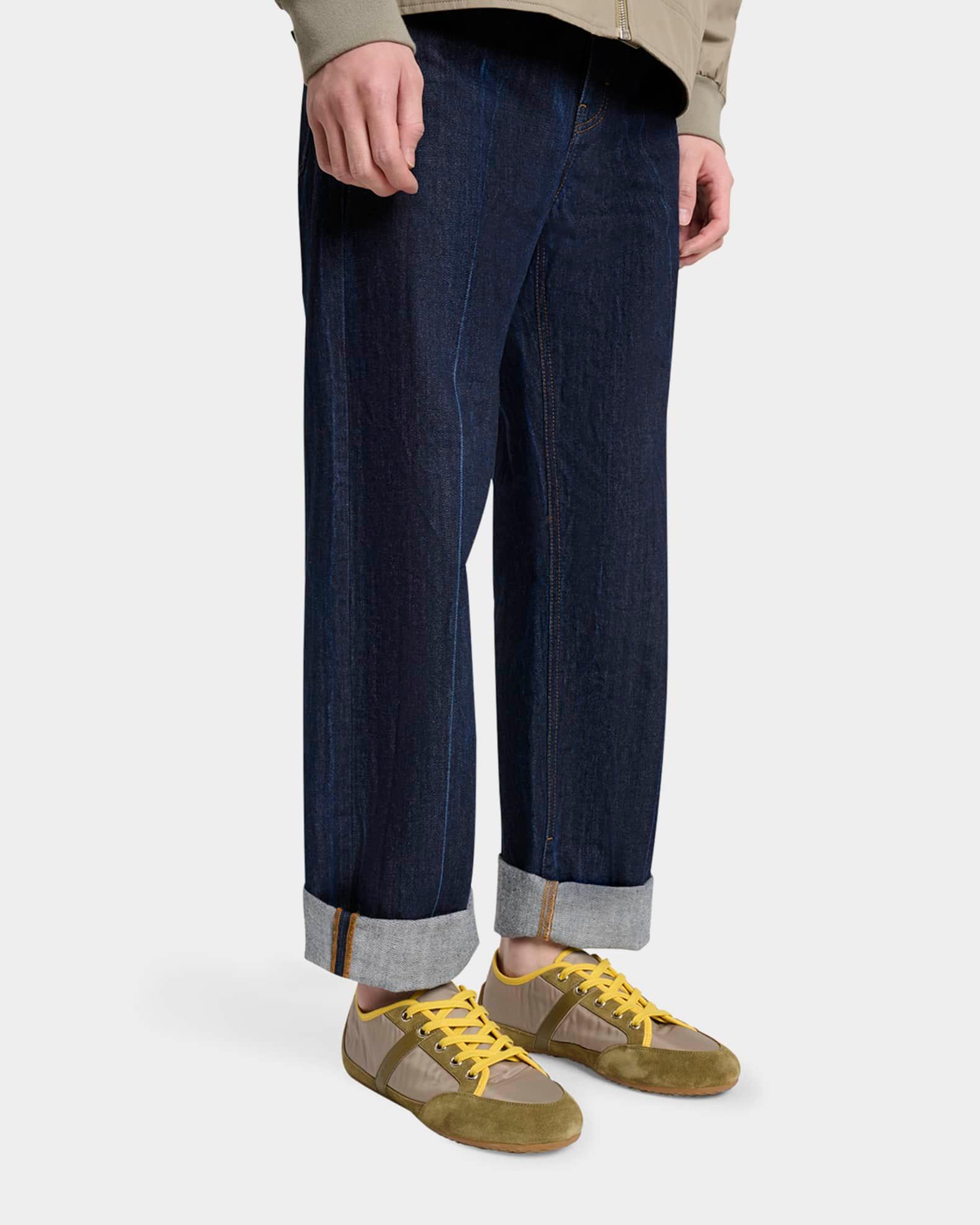 Men's Slim Nylon and Suede Low-Top Sneakers Product Image