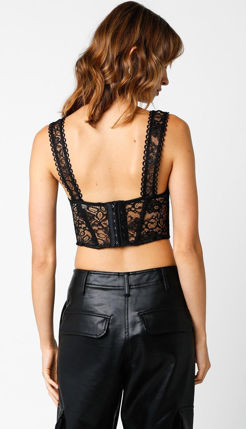 FINAL SALE Chloe Lace Corset Tank Top | Black Product Image