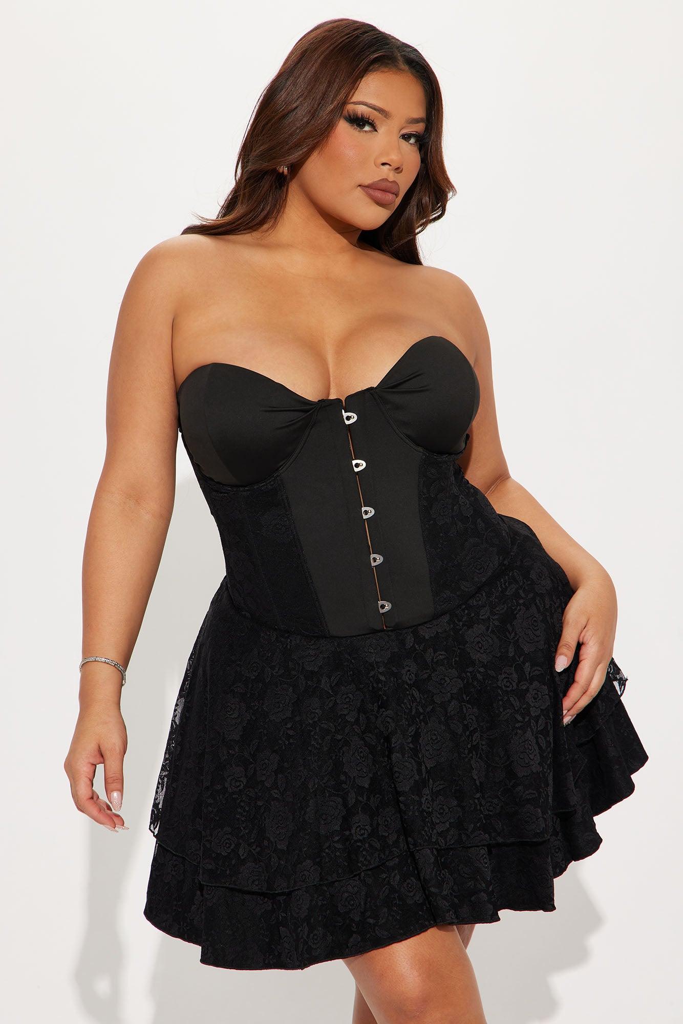 Feel The Romance Lace Micro Mini Dress - Black Product Image