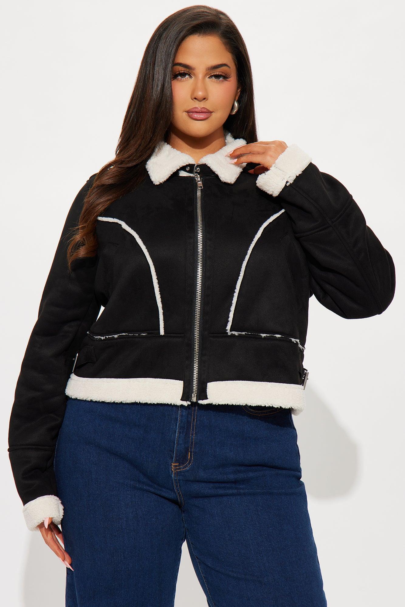 Look My Way Shearling Jacket - Black Product Image