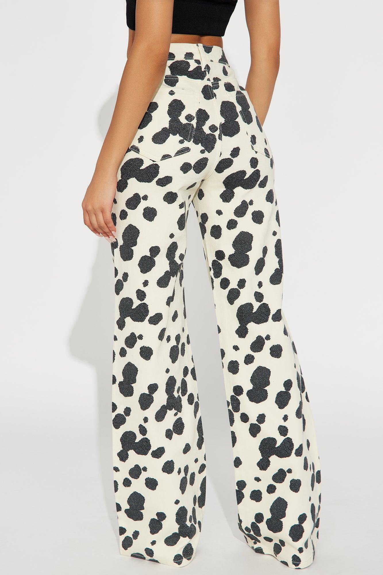 Something Sweet Printed Flare Jeans - Black/White Female Product Image