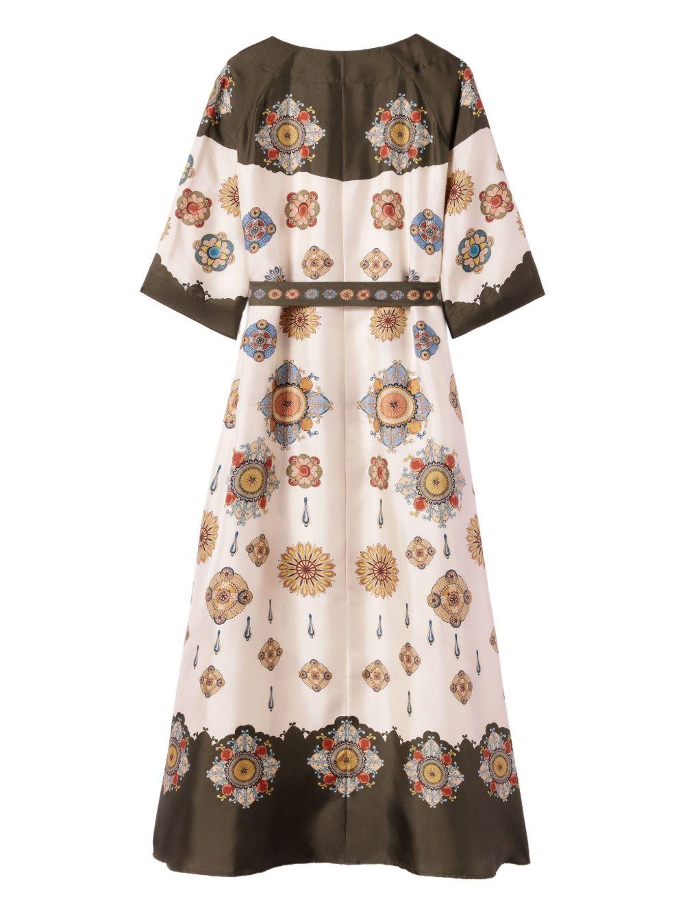 placed floral print silk dress Product Image