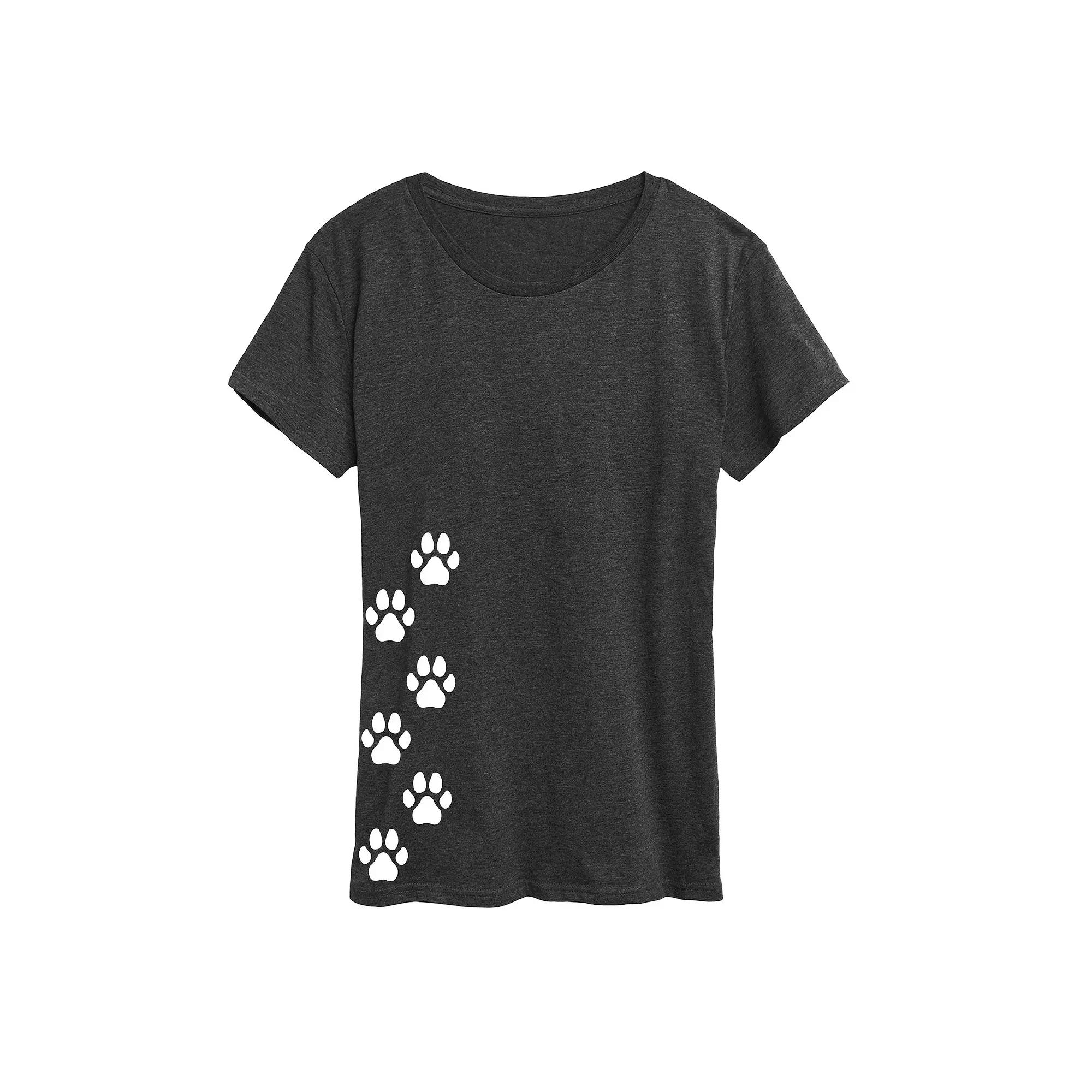 Women's Vertical Pawprints Graphic Tee,  Product Image