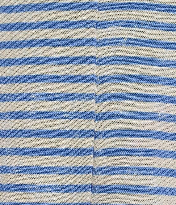 Intro Stripe V-Neck 3/4 Sleeve Washed Knit Sweater Product Image