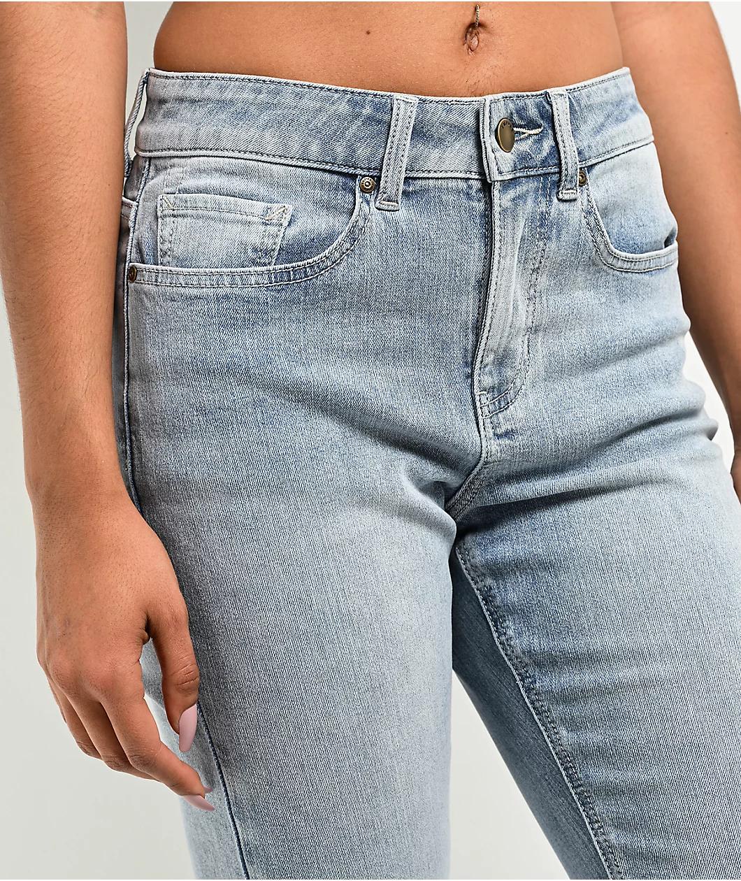 Empyre Glimmer Blossom Light Blue Wash Mid Rise Flare Jeans Product Image