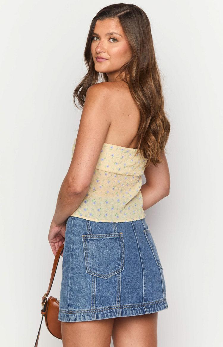 Darcy Mid Wash Denim High Waisted Mini Skirt Baby Product Image