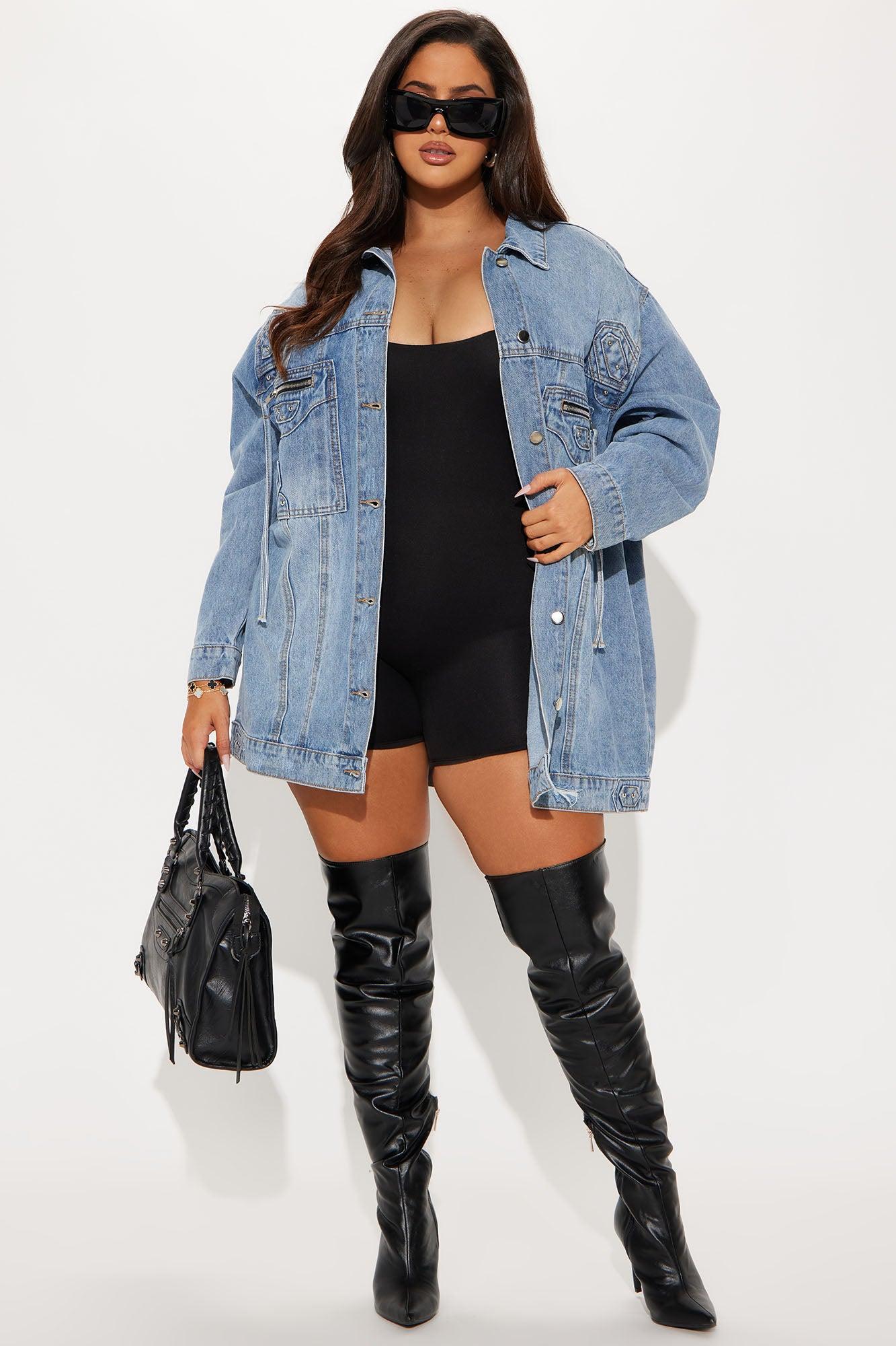 Big Impact Studded Denim Jacket - Light Wash Product Image