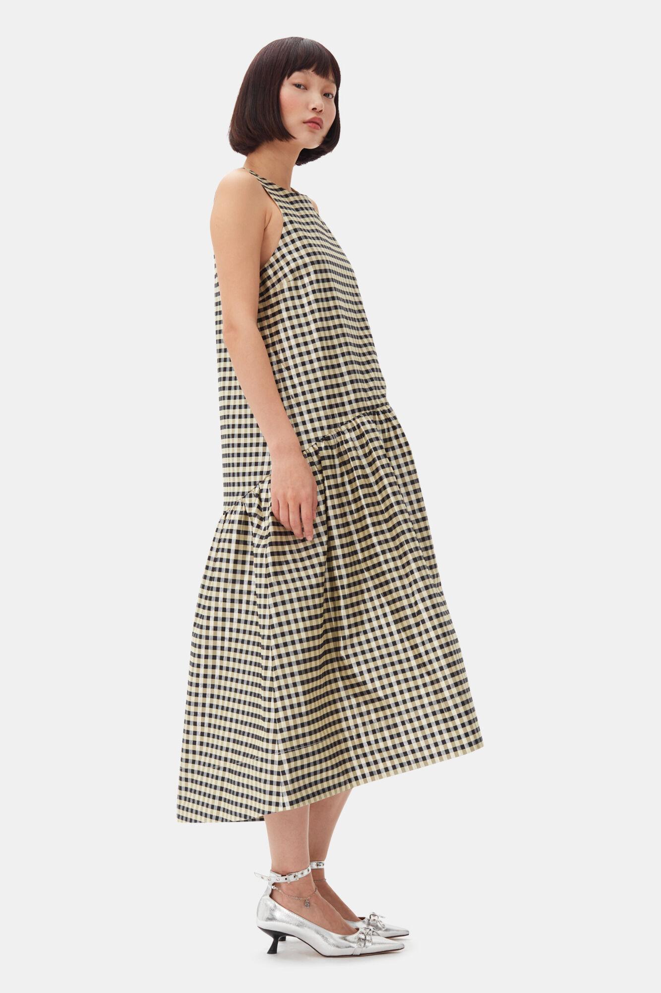 Shiny Check Jacquard Midi Dress Product Image