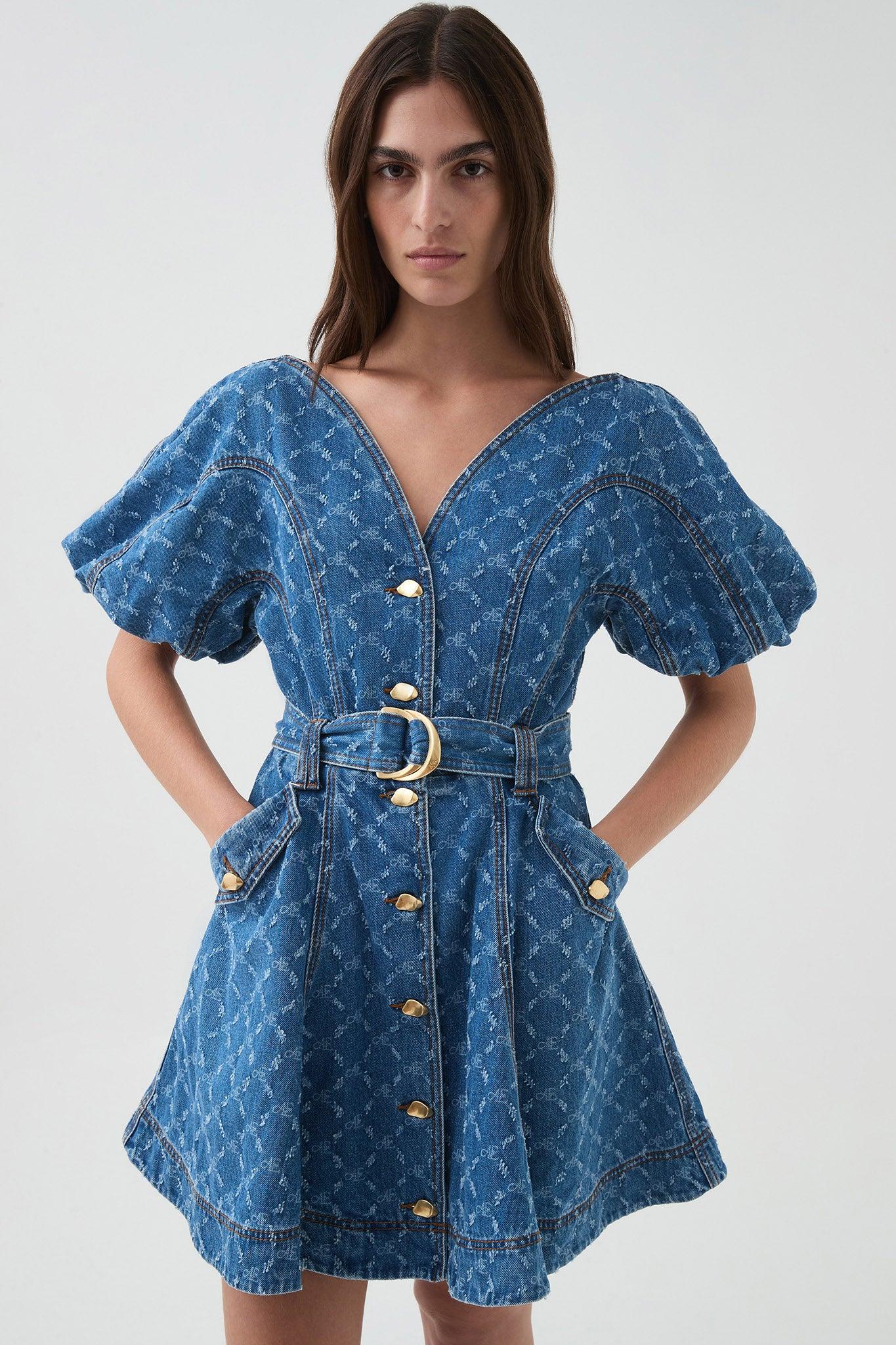 Check Denim Mini Dress Product Image