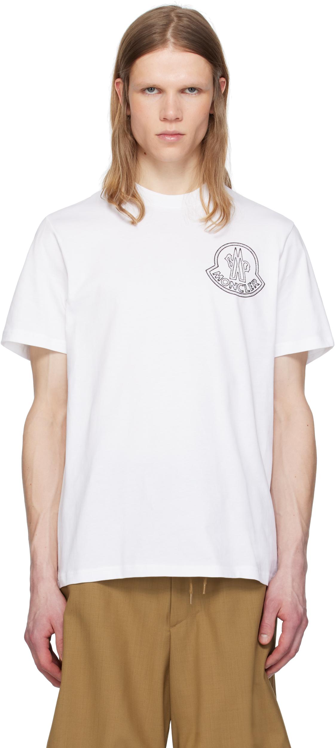 MONCLER Mens White Brand-patch Short-sleeve Pack Of Three Cotton-jersey T-shirt Product Image